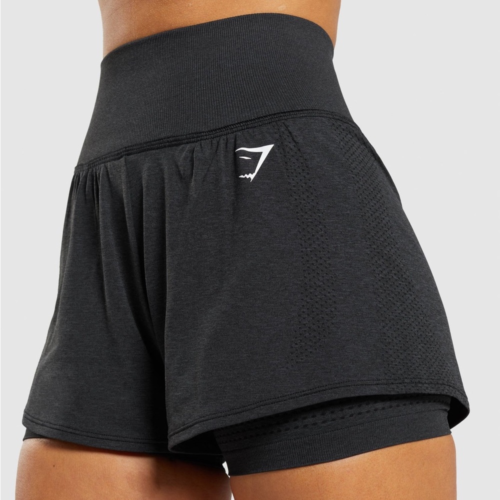 Gymshark Vital Seamless 2.0 2-in-1 Shorts - Black Marl
